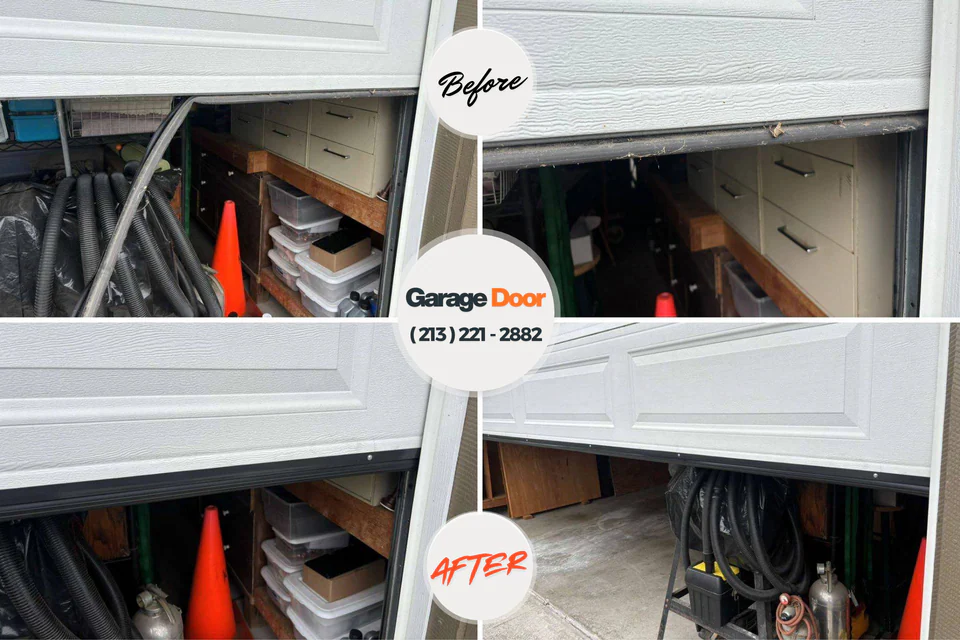 Before and after: garage door repair Eddyville, IA